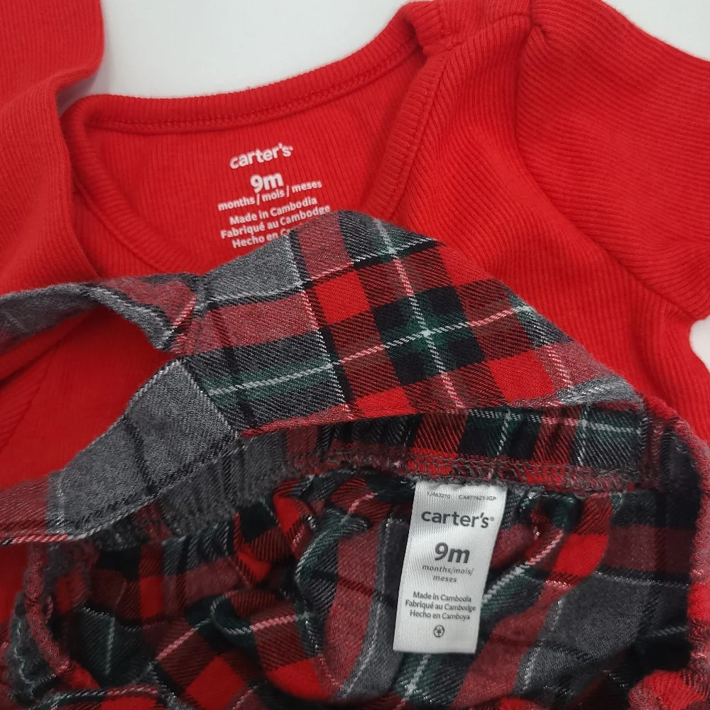 Carter's baby girl holiday plaid jumper set size 9 months